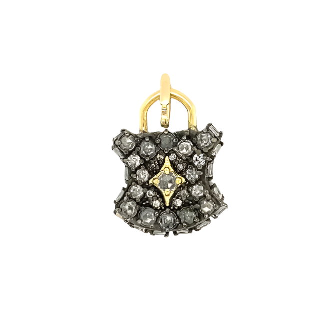 Grey Diamond Padlock Pendant