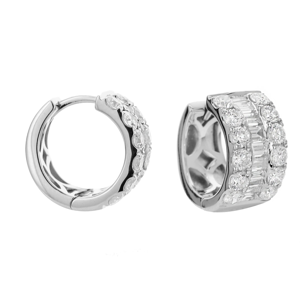 Baguette Diamond Huggie Hoop Earrings