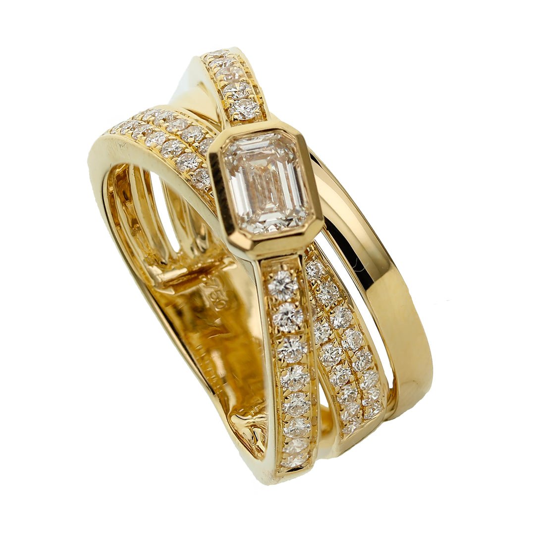 Emerald Cut Triple Wrap Ring