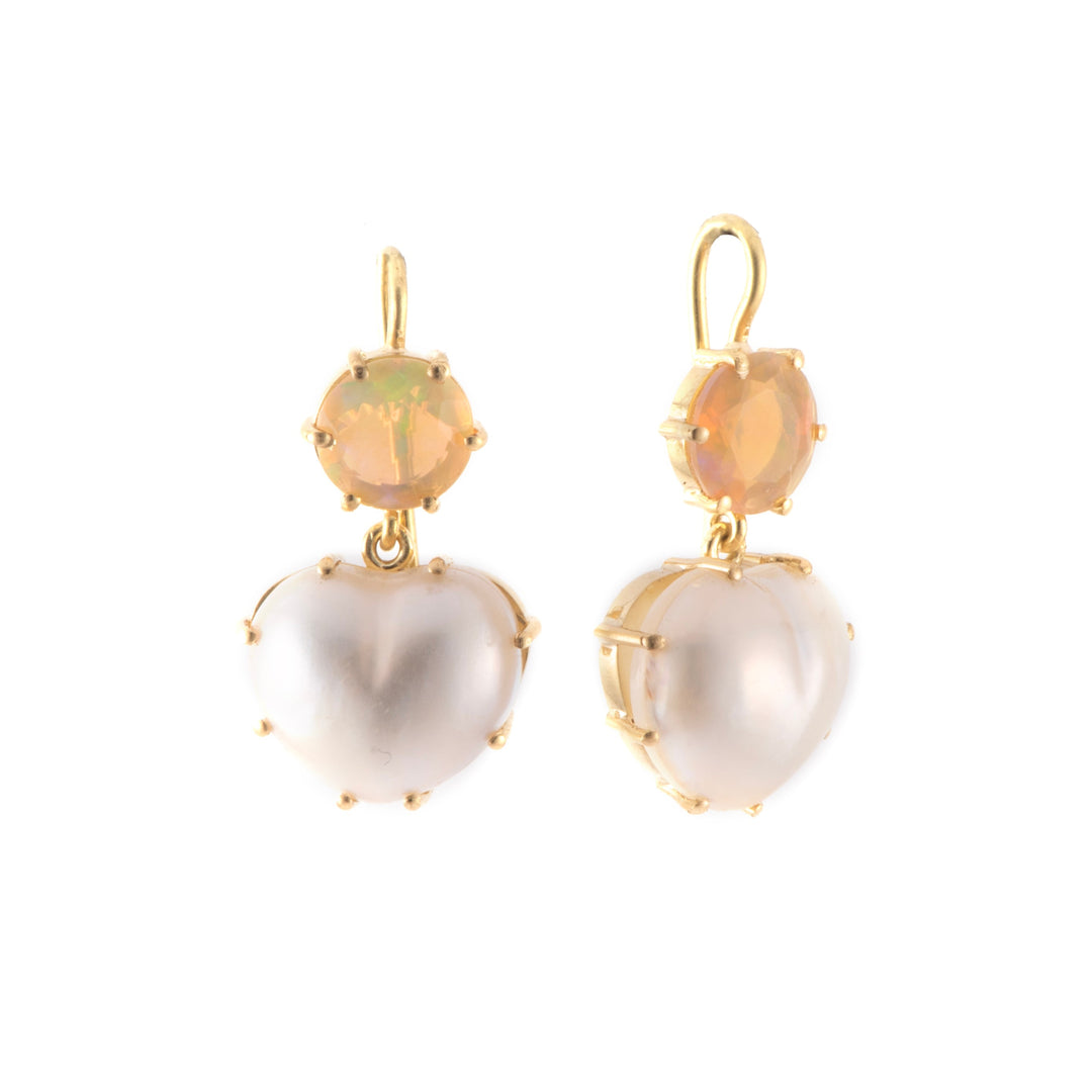 Pearl Heart Drop Earrings