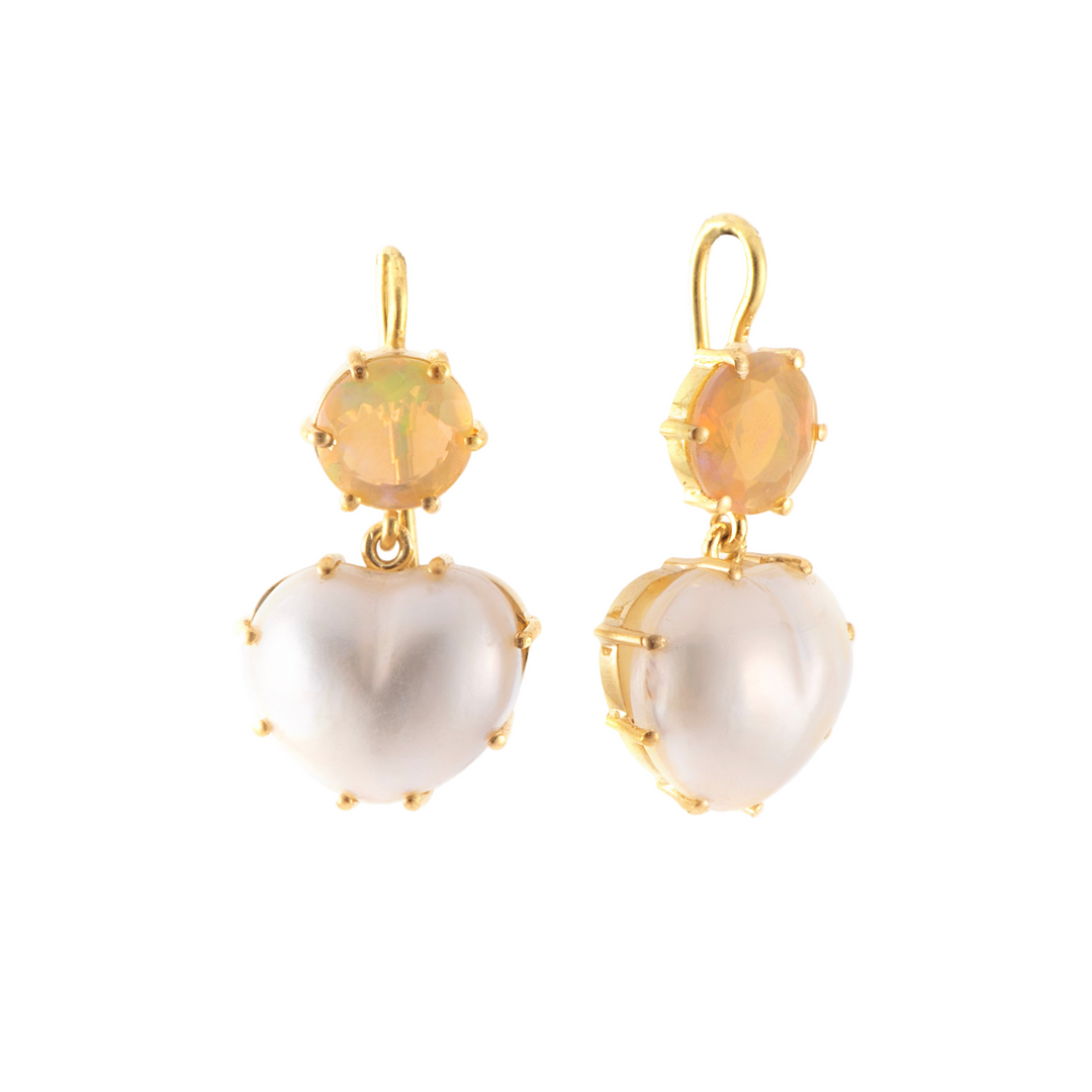Pearl Heart Drop Earrings