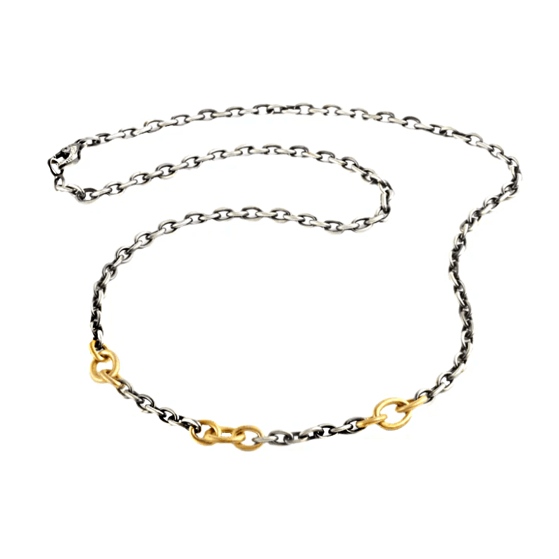 Platinite and Yellow Gold Station Chain