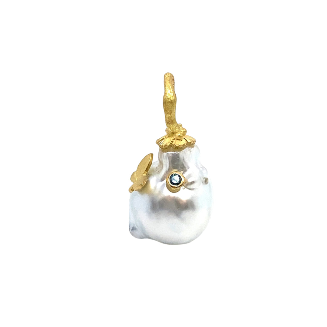 South Sea Pearl Pendant with Butterfly Accent