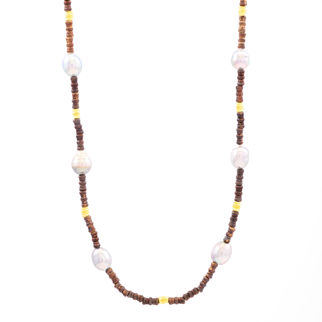 Pearl and Artifact Bead Necklace