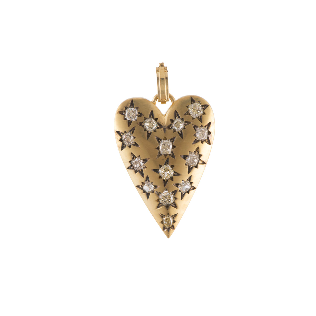Old Cut Diamond Heart Pendant