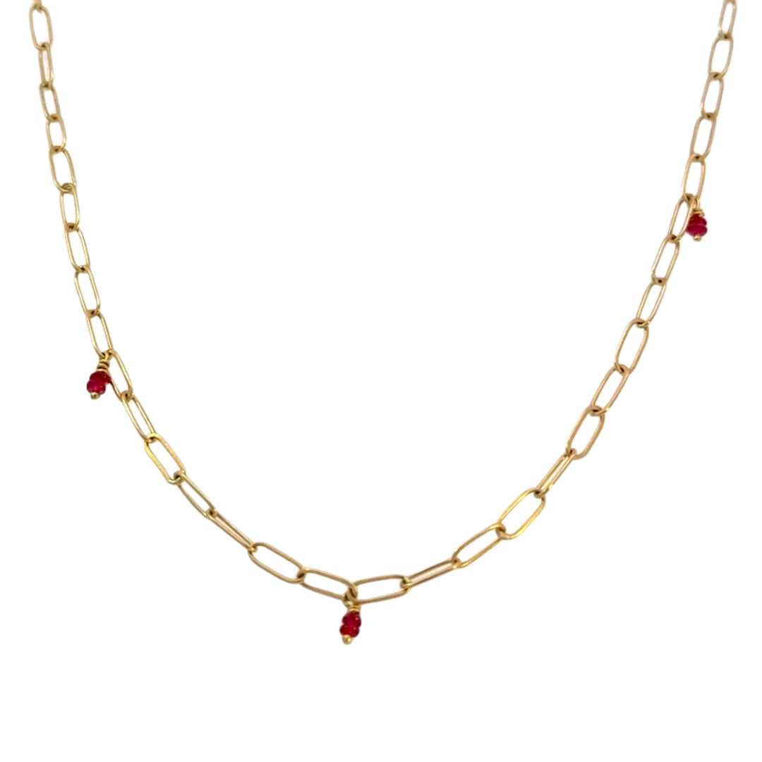 Link Chain with Ruby Beads