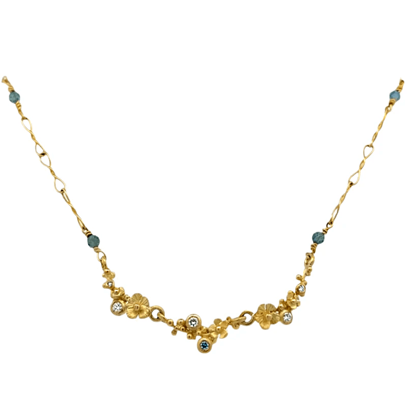 Sapphire Bead Flower Necklace