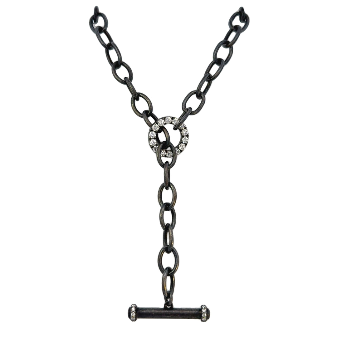 Blackened Sterling Silver Toggle Necklace