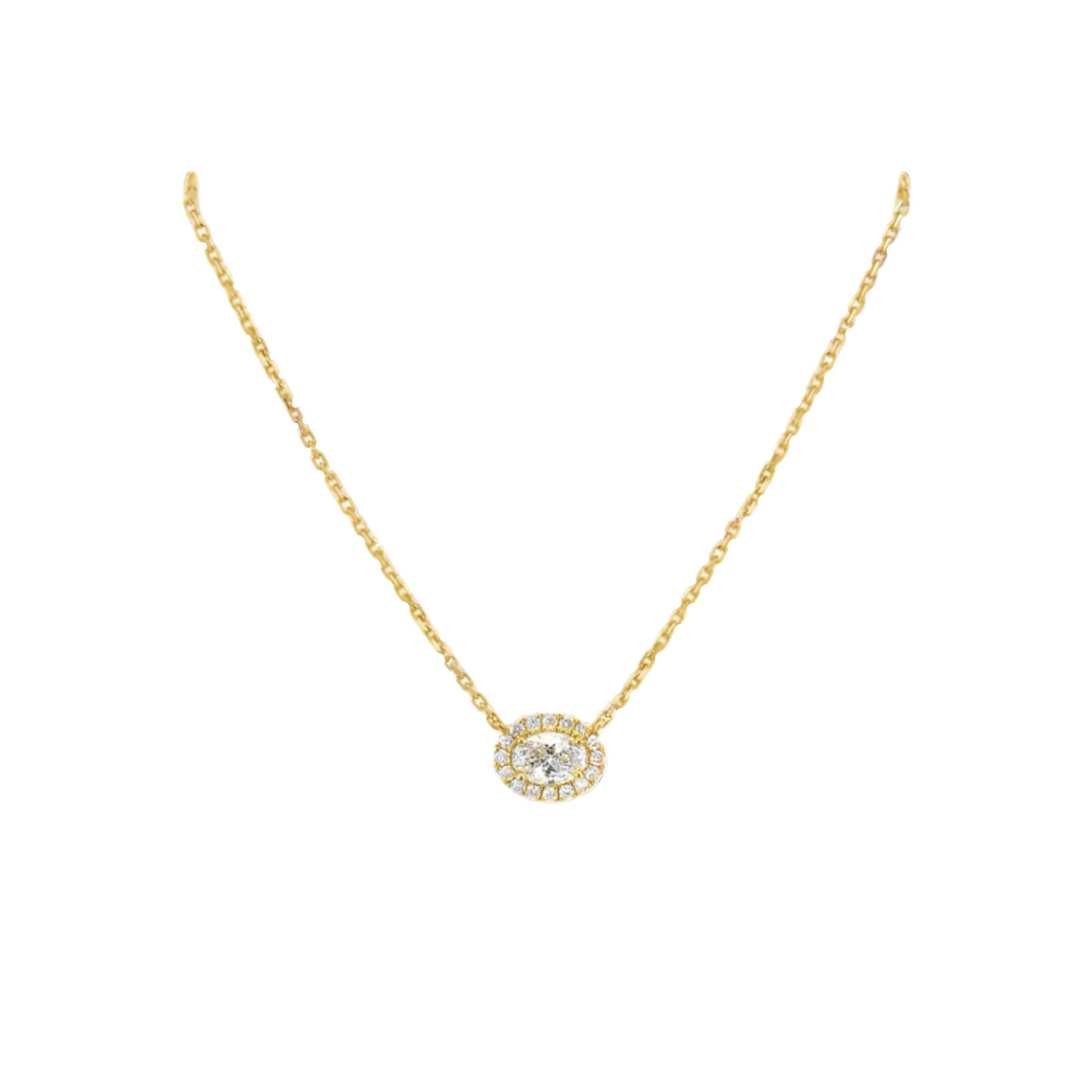 Oval Diamond Pendant Necklace