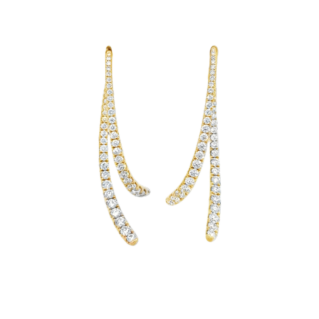 Diamond Double Line Drop Earrings