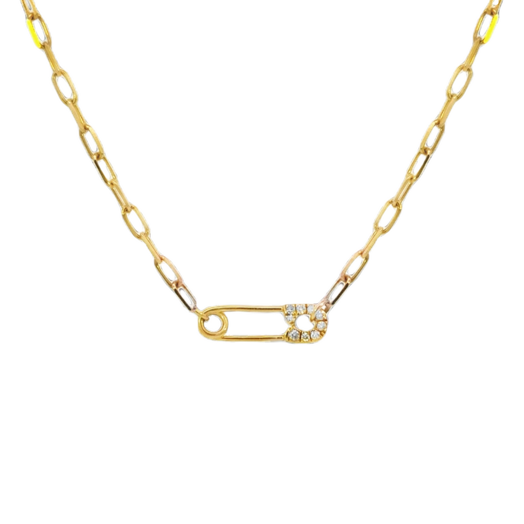 Diamond Safety Pin Necklace