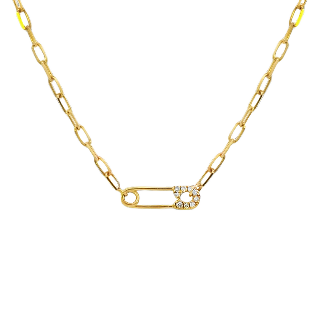 Diamond Safety Pin Necklace
