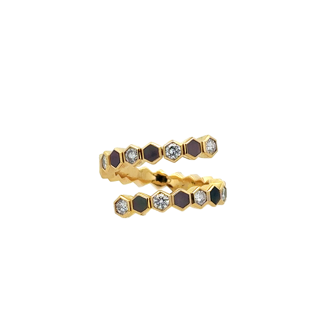 Diamond and Black Mother of Pearl Flex Ring