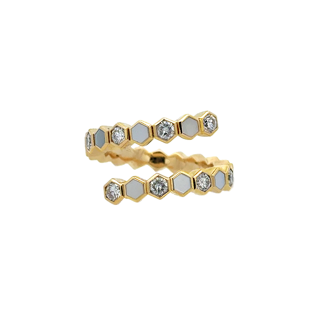 Diamond and Mother of Pearl Flex Ring