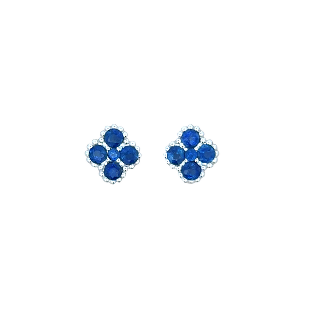 Sapphire Flower Stud Earrings