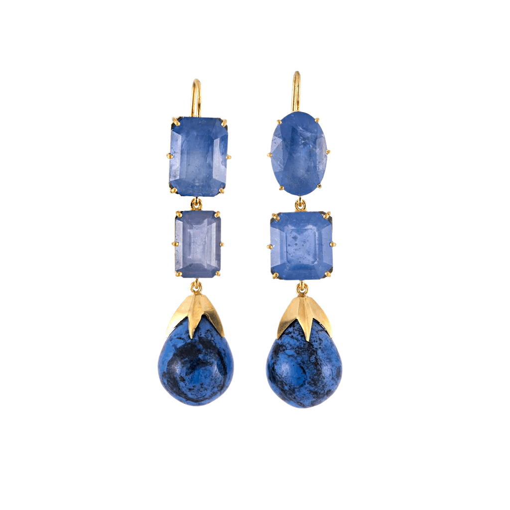 Mixed Shape Sapphire Drop Earrings