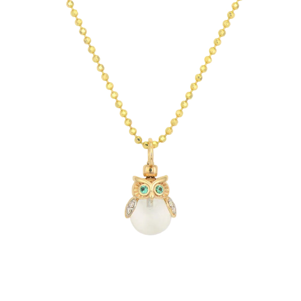 Eyes of the Night Owl Amulet Charm With Rock Crystal