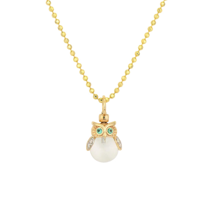 Eyes of the Night Owl Amulet Charm With Rock Crystal