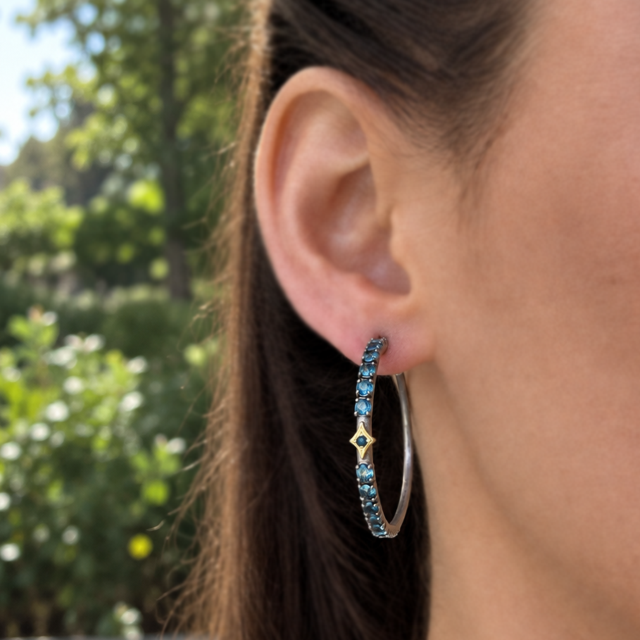 London Blue Topaz Hoop Earrings