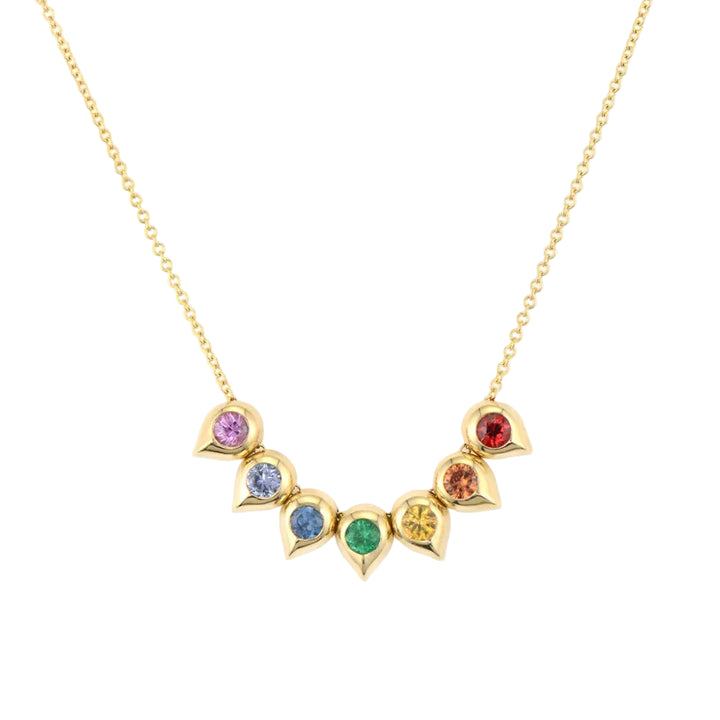 Double Sided 7 Bezel Sliding Teardrop Necklace