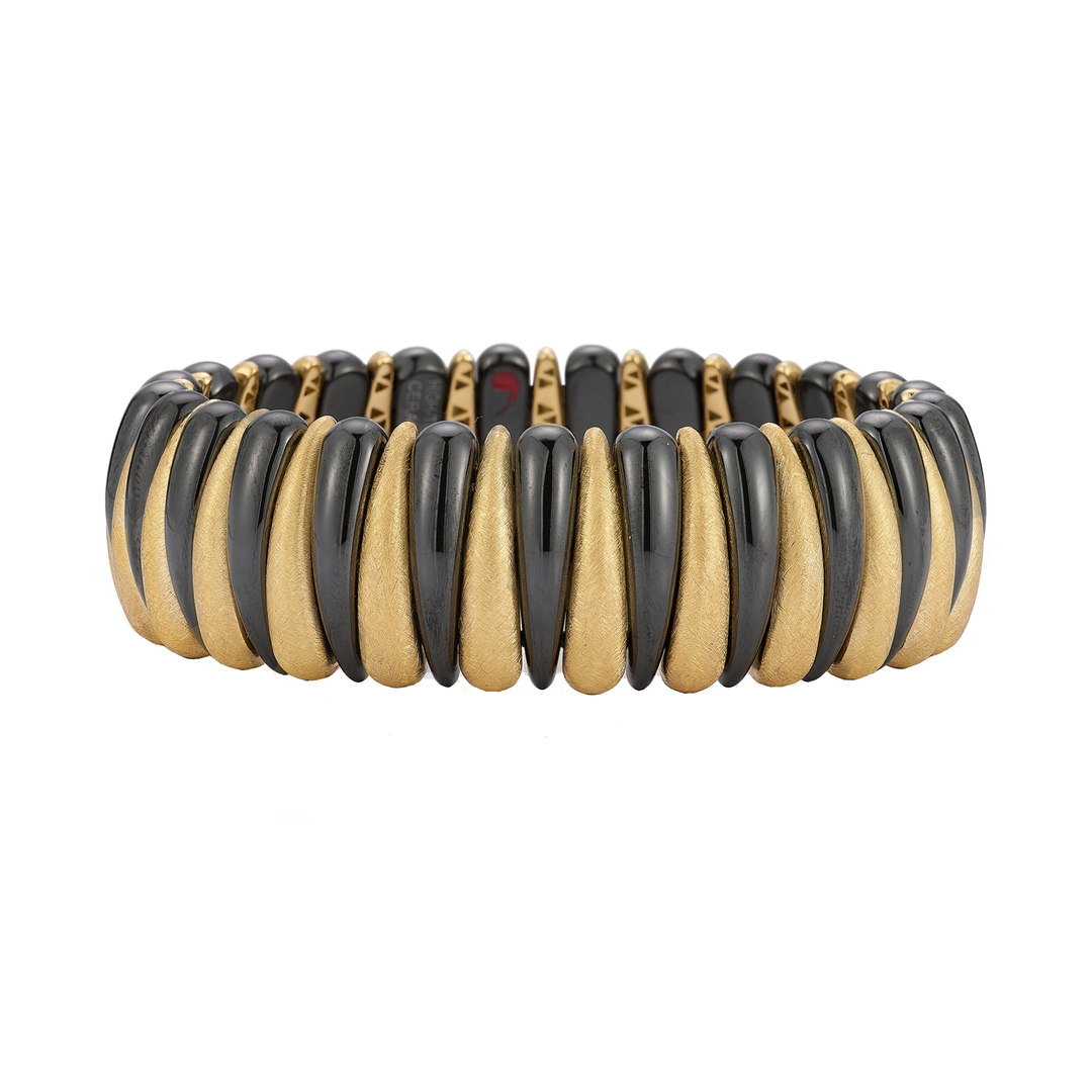 Yellow Gold & Black Stretch Bracelet