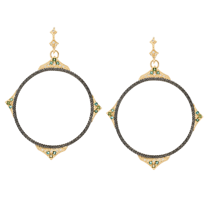 Green Tourmaline Open Circle Drop Earrings