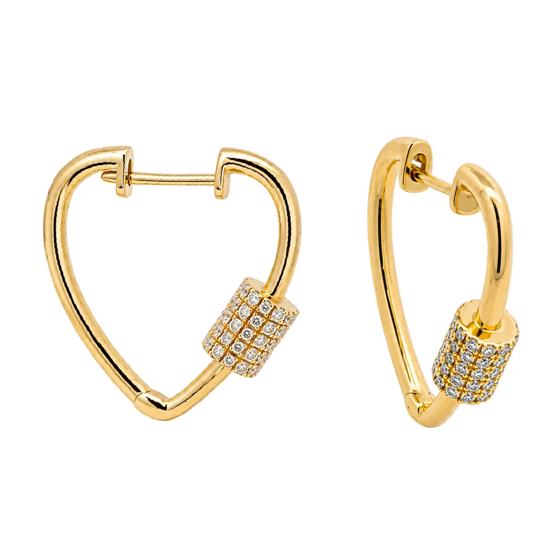 Diamond Heart Huggie Earrings