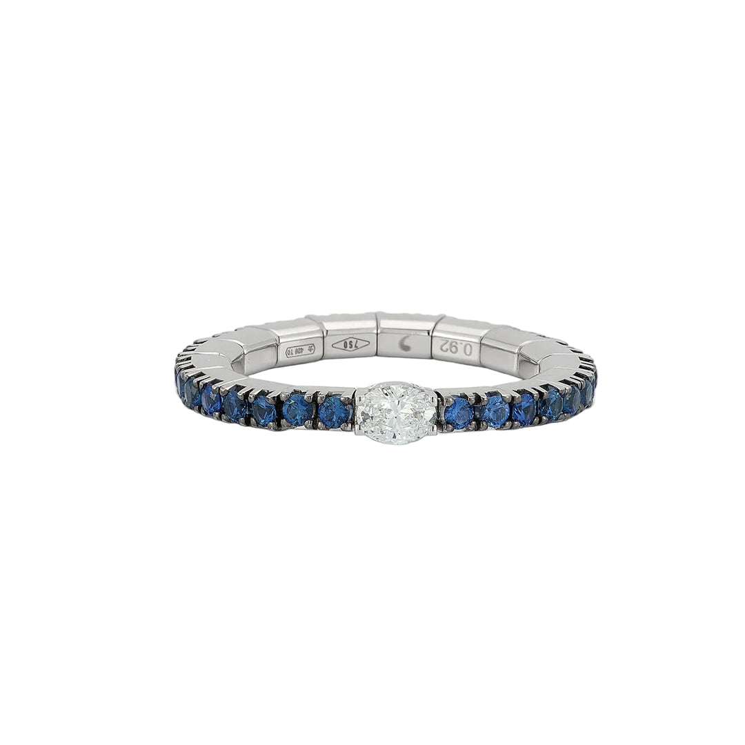 Blue Sapphire And Diamond Stretch Band