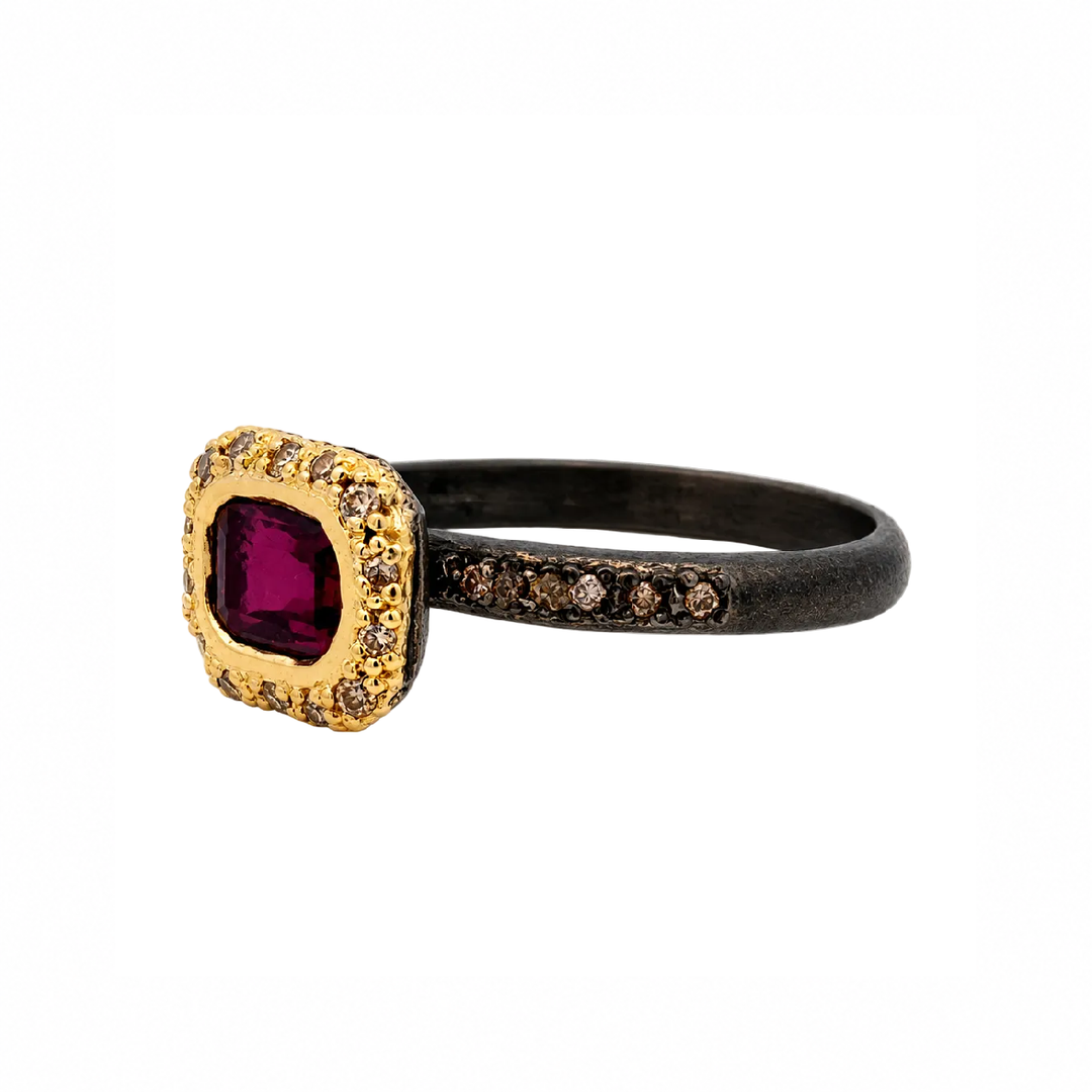 Rhodolite Garnet And Diamond Ring