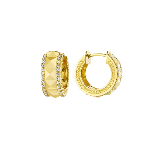 Diamond Rockstud Huggie Earrings