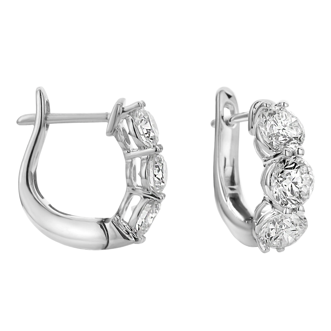 3.00 Carat Diamond Huggie Hoop Earrings