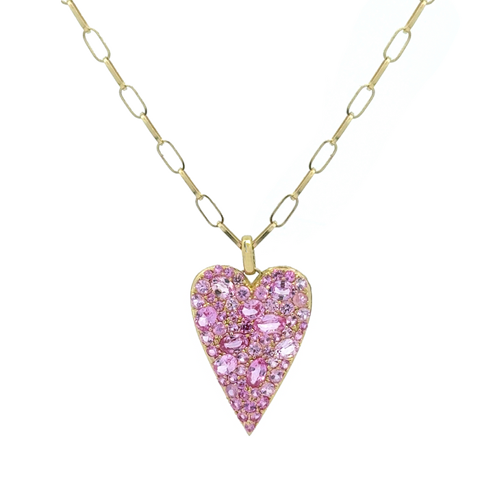 Pink Sapphire Heart Necklace
