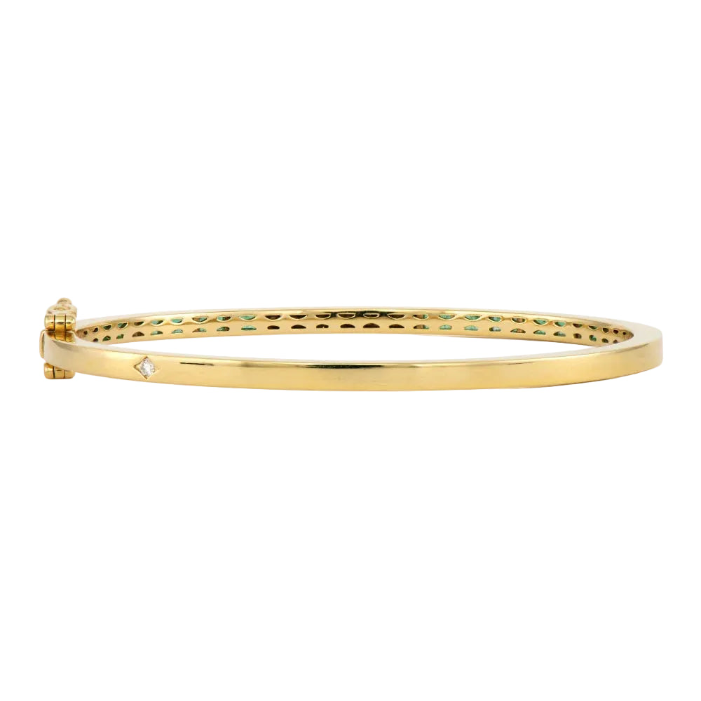 Classic Emerald and Diamond Baguette Bangle