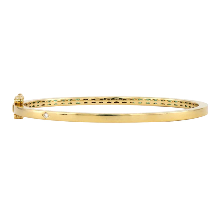 Classic Emerald and Diamond Baguette Bangle