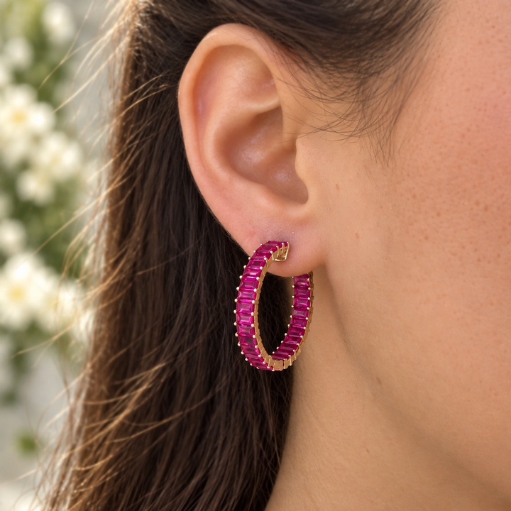 Ruby Hoop Earrings