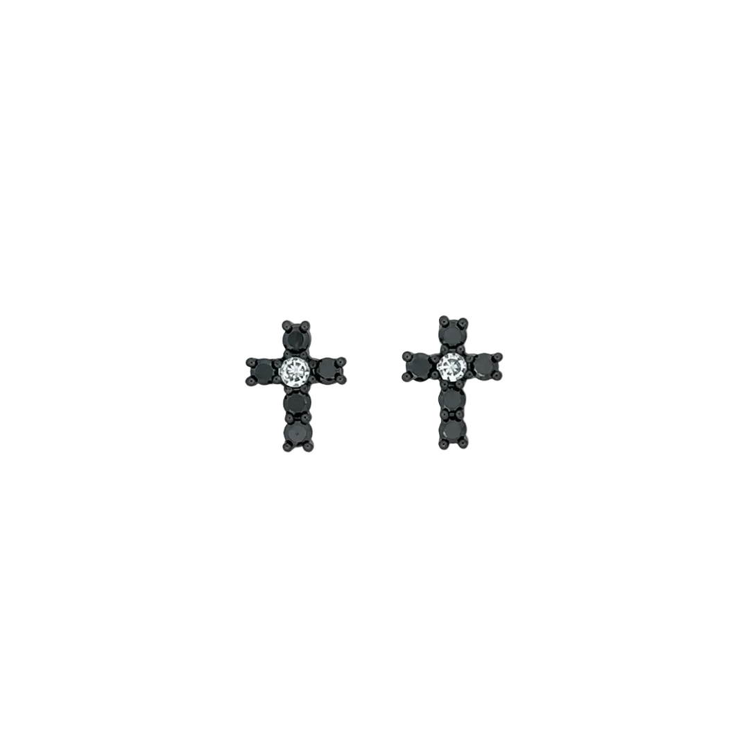 Black Diamond Cross Earrings