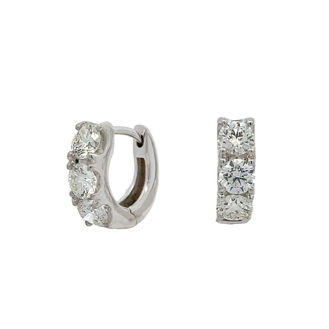 1.15 Carat Diamond Huggie Hoop Earrings