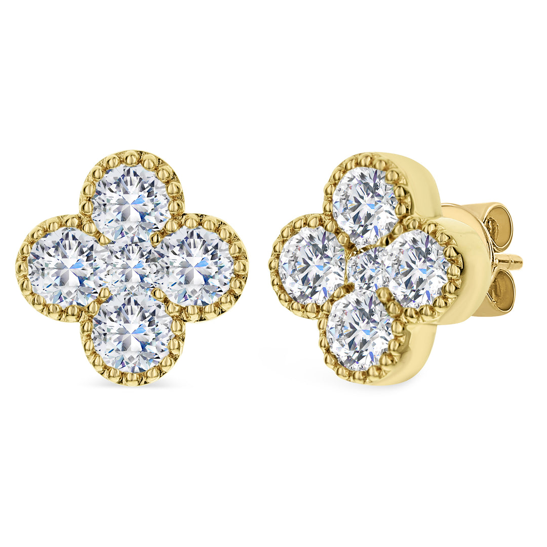 Diamond Alhambra Stud Earrings