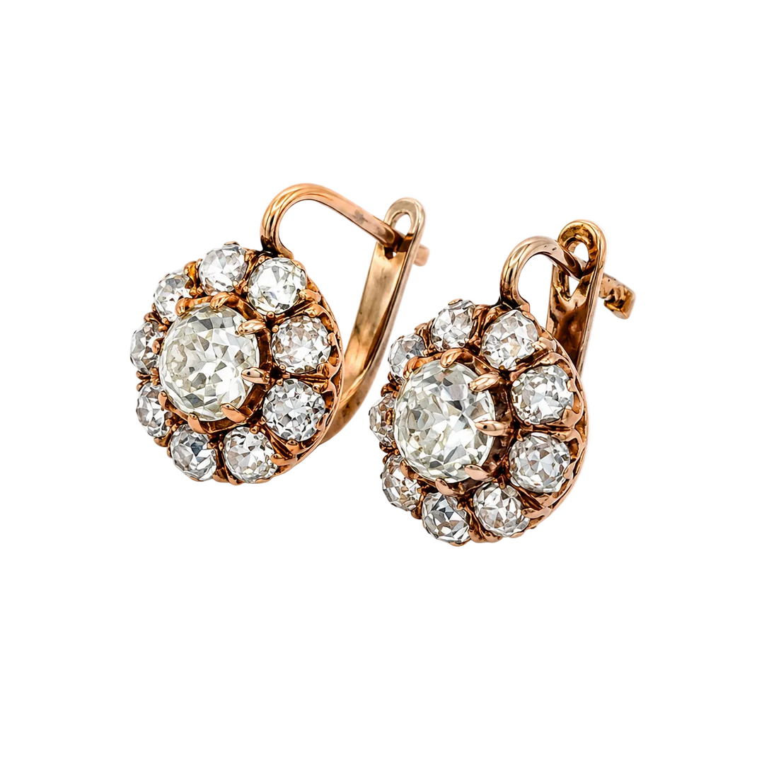 Vintage Flower Huggie Drop Earrings