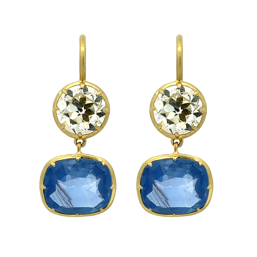 Sapphire and Diamond Drop Earrings