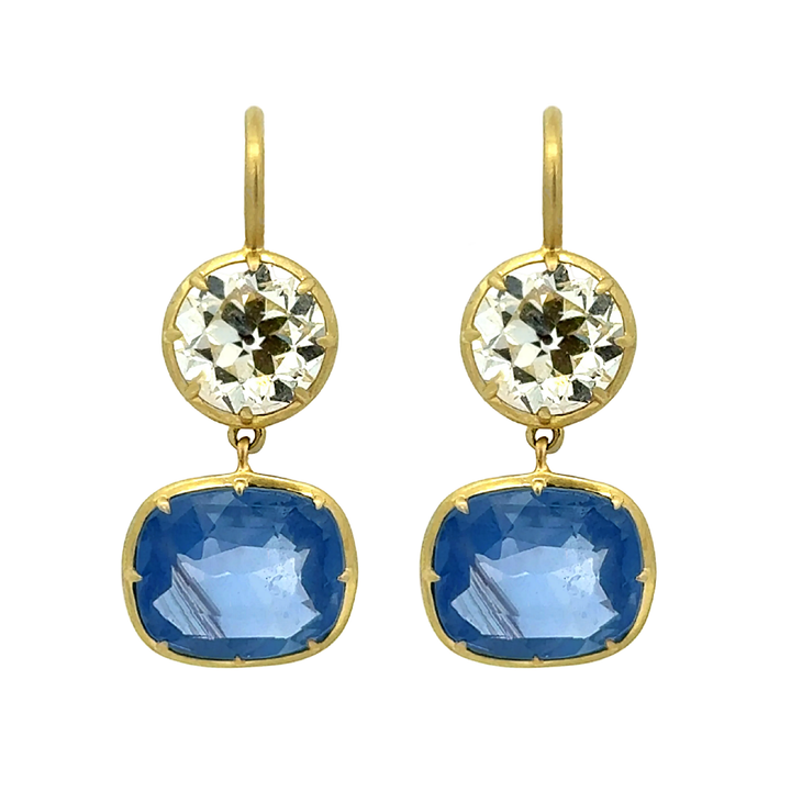 Sapphire and Diamond Drop Earrings
