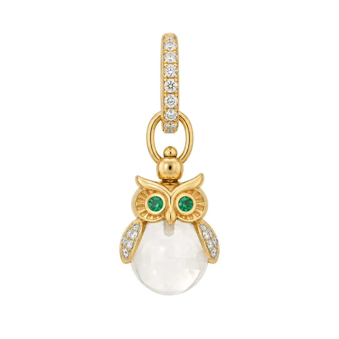 Eyes of the Night Owl Amulet Charm With Rock Crystal