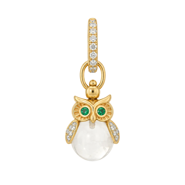 Eyes of the Night Owl Amulet Charm With Rock Crystal