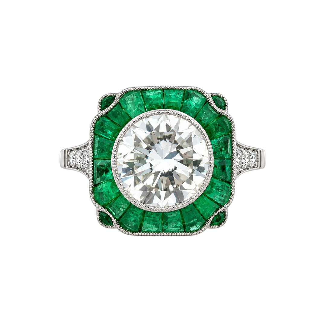 Vintage Emerald Diamond Ring