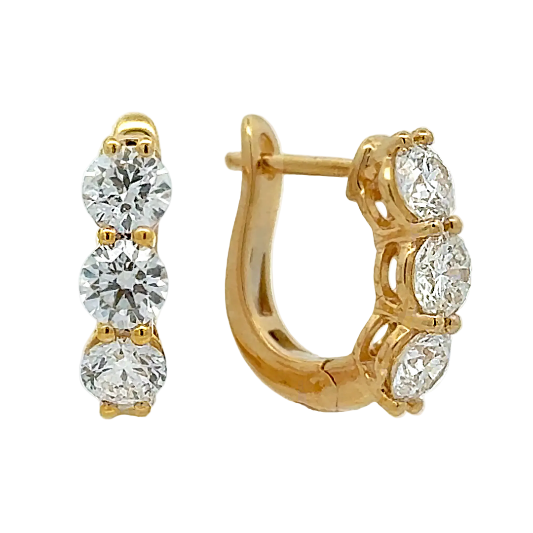 2.00 Carat Diamond Huggie Hoop Earrings
