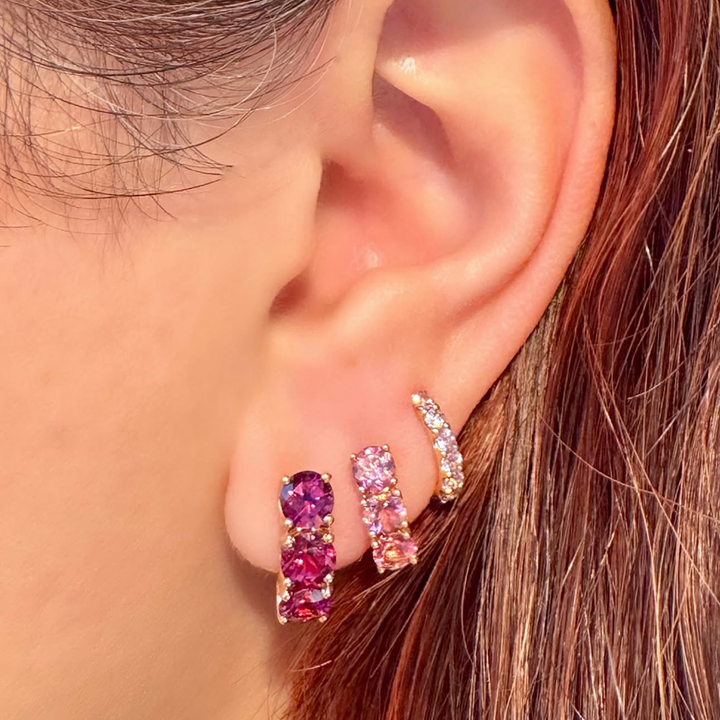 Pink Tourmaline Super Huggie Earrings