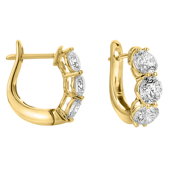 3.00 Carat Diamond Huggie Hoop Earrings