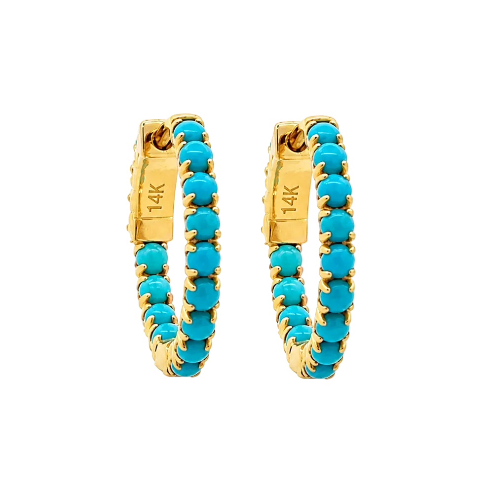 Turquoise Inside Out Huggie Hoops