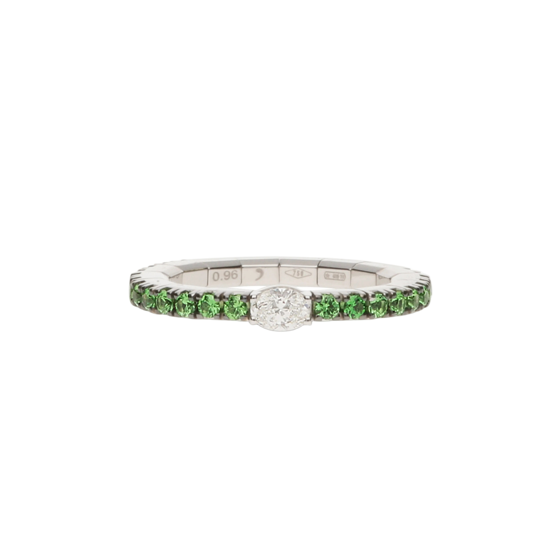 Tsavorite And Diamond Stretch Band