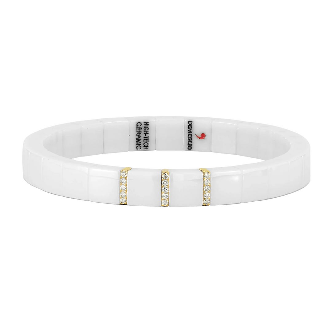 Scacco White Ceramic And Diamond Bracelet